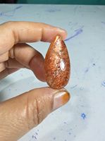 Batu Permata Sunstone Oranye Alami Bentuk Cabochon dengan Kilau Emas dan Permainan Warna untuk Cincin Liontin Desain Perhiasan Premium