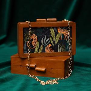 Wooden Clutch With Sequins & Floral Topper <b>Metal</b> Mosaic Clutch <b>Wallet</b> Purse Party Bag for Women - Product Image 6