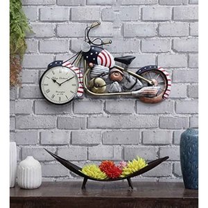 Wrought Iron Bike <b>Wall</b> <b>Clock</b> Quartz Analog Waterproof Handmade Art Deco Decor for Living Room Home Office Gift 29x2x18 in - Product Image 4
