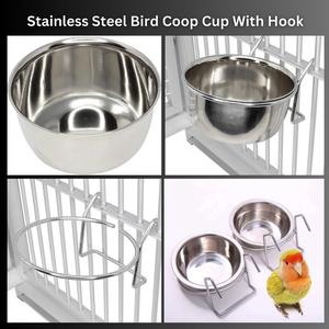 Premium Quality Stainless Steel Coop Cup with Clamp <b>Bird</b> <b>Cage</b> Water Bowl for Small Animals <b>Birds</b> Parrots Food Feeding Dish Cups - Product Image 6