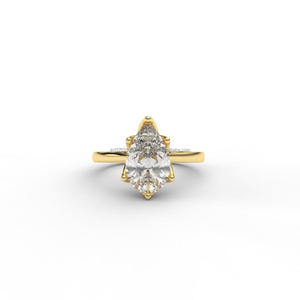 Anillo de Compromiso Solitario con Diamante Moissanite Corte Pera en Plata 925, Estilo Vintage de Seis Puntas, Certificado IGI, Anillo de Promesa para Mujer - Product Image 1