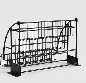 Cabinet Spice Rack 3 Tier Iron Storage Basket <b>Shelves</b> Holder and Rack Sturdy Black Color Ladder Design Multipurpose Kitchenware - Product Image 3