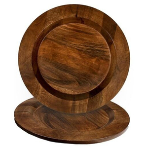 Plato Redondo de Madera para Servir, Diseño Minimalista Hecho a Mano, Platos con Patrón Sólido Pulido, Juego de Platos para Servir Debajo de los Platos Principales - Product Image 3