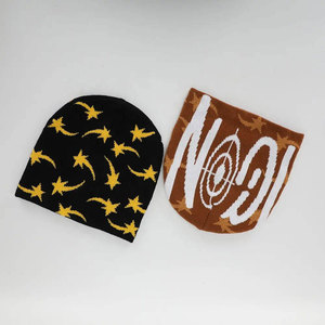 Bonnet en tricot personnalisé à motif lettres, style urbain unisexe, bonnet d'hiver 56-58CM, acrylique, chaud, marron et noir - Product Image 3