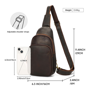 Bolso Bandolera de Piel Genuina Impermeable para Hombre, con Cierre y Correa para el Hombro - Product Image 5