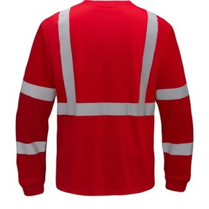 Chemise de travail haute visibilité à col rond et manches longues avec bande réfléchissante et design multi-poches, chemise de travail pratique haute visibilité pour hommes - Product Image 5