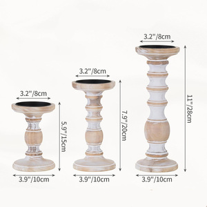 Chandelier en bois de manguier blanc rustique ensemble de 3 Offre Spéciale église décor à la maison bougeoirs et lanternes en bois pour la décoration de la maison - Product Image 5