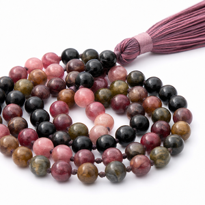 6mm Natural Tourmaline 108 Bead Mala Necklace Hand Knotted Healing Crystal Spiritual Prayer <b>Rosary</b> Unisex Gift - Product Image 6