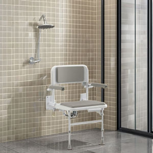 Siège de douche pliant de sécurité en aluminium antirouille, modèle OEM ODM Classe I, avec pieds muraux – Équipement de sécurité pour salle de bain - Product Image 1