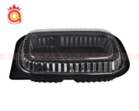 Livraison rapide, contenants à lunch en plastique jetables, plateau ovale à 1, 2 ou 3 compartiments, emballages alimentaires à emporter en HIPS, boîtes avec couvercle transparent