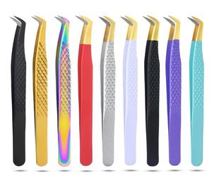 Meilleures ventes : Pinces à cils arc-en-ciel / Pinces volume en acier inoxydable droites, courbées et en forme de X - Product Image 6