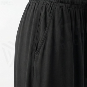 Women's Black <b>Elastic</b> Waist Ankle-Length Straight <b>Skirt</b> With Drawstring Minimalist Design Chiffon Fabric Comfortable Wear All - Product Image 5