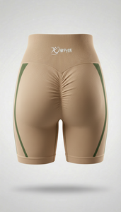 กางเกงขาสั้นออกกำลังกายเอวสูงสำหรับผู้หญิง ระบายอากาศได้ดี สไตล์สตรีทแวร์ ยกกระชับสะโพก เหมาะสำหรับโยคะ ฟิตเนส ออกกำลังกาย ผ้ารัดรูปไร้ตะเข็บ - Product Image 5