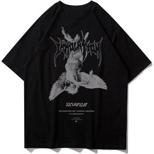 T-shirt imprimé pour homme, coupe ample, manches courtes, en coton épais, épaules tombantes, style streetwear, vierge - Product Image 1