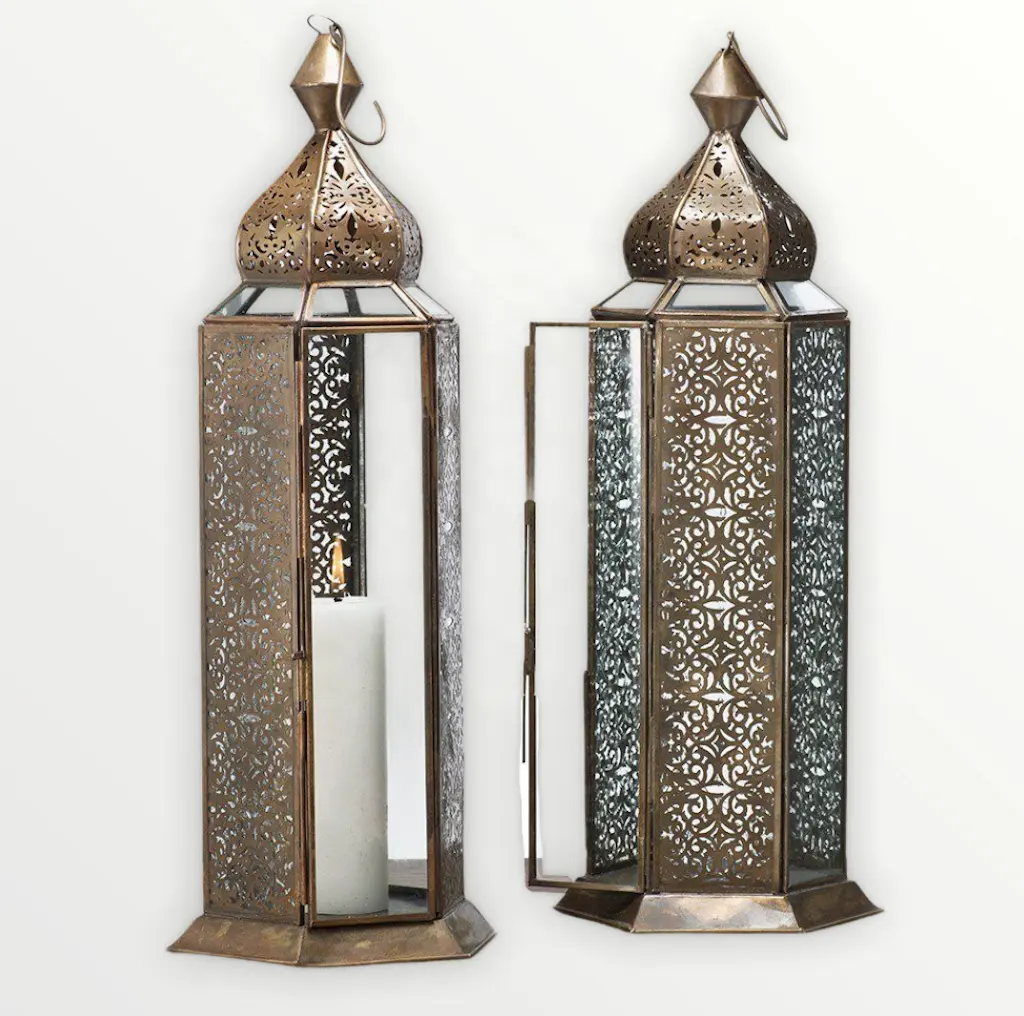 Большой Винтажный Индийский металлический фонарь, Свадебный Декоративный домашний декор, изящный популярный продукт по оптовым ценам, Сделано в Индии