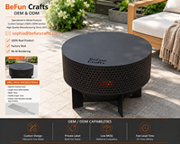 Brasero sans fumée avec grille de barbecue amovible, foyer en acier thermolaqué haute température, foyer extérieur à bois à 2 niveaux de hauteur