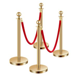 4 Corde in Velluto con Pali in Acciaio Inox, Base Cava, 2 Pali in Velluto Rosso, Barriere per il Controllo della Folla per Ristoranti e Hotel - Product Image 6