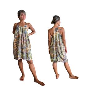 Handmade Bohemian Tie Dye Midi Dress for Women Lightweight Rayon Sleeveless Loose Fit Summer Holiday Dress - Product Image 4