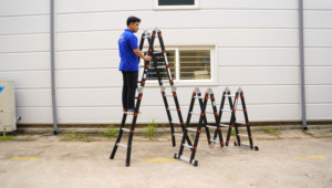 NIKAWA Foldable Industrial 4-Section Modern <b>Multi</b>-Position Aluminum 6063 Insulation Folding <b>Ladder</b> 4x6 Steps 150kg Capacity Home - Product Image 5