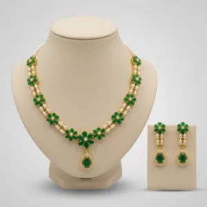 <b>Indian</b> Bridal Imitation Pearl Necklace Wholesale Kundan Pearl Wedding <b>Jewelry</b> Traditional Luxury Necklace <b>Set</b> for Women - Product Image 2
