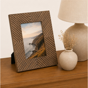 Cadre photo en bois sculpté à la main, texture chevron, pour la maison, le bureau, la table, la décoration de bureau, tailles personnalisées - Product Image 4