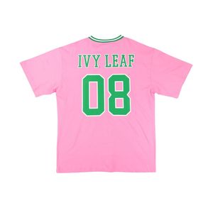เสื้อเจอร์ซีย์คอวีสีชมพูขาวทรงโอเวอร์ไซส์สำหรับผู้หญิง สไตล์เสื้อฟุตบอล แขนสั้นลำลอง แฟชั่นเสื้อผ้ากีฬา ทรงหลวม - Product Image 2