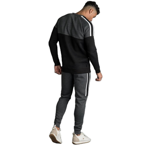 Nouvel arrivage : Ensemble de survêtement en molleton de coton pour homme / Unisexe, col rond, personnalisable, idéal pour le sport et la gym - Product Image 2