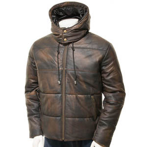OEM ODM Service Men's Full Sleeve Leather <b>Jacket</b> with Canvas Fabric Front Logo Winter Adult - Product Image 5