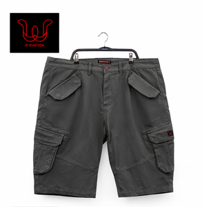 Casual Men's Cotton Utility Cargo Shorts Mid Rise Button Fly Multi Pocket Summer Travel Solid <b>Colour</b> Shorts - Product Image 1