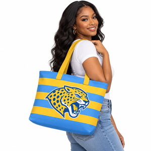 Southern <b>University</b> Jaguars Striped Tote <b>Bag</b> Custom HBCU Blue Gold Canvas Shopping Shoulder <b>Bag</b> Printed Wholesale - Product Image 3