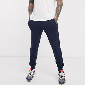 <b>Men's</b> <b>Navy</b> Blue Cotton Sweatpants Elastic Waist Side Pockets Casual <b>Joggers</b> Midweight Knitted Autumn Wear - Product Image 1