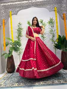 Heavy Georgette Traditional Lehenga Choli with Embroidery and Sequence Design for Party Wedding Diwali & <b>Prom</b> (Floor-Length) - Product Image 5