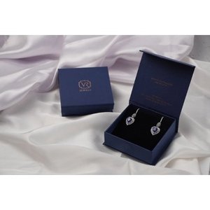 18K White Gold Modern Pink Sapphire Geometric Drop <b>Earrings</b> - Product Image 6