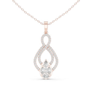 Pendentif en or blanc 14 carats avec diamants de laboratoire de forme poire, marquise et ronds pour femmes |   Vêtements de mariage |   Nouveau diamant cultivé - Product Image 3