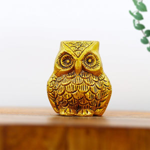 Estatua de Búho Art Deco de Latón Sólido Dorado Vintage, Hecha a Mano, Duradera, Impermeable, Personalizable, Figura Decorativa para el Hogar, Oficina o Escritorio - Product Image 1