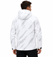 Veste softshell blanche imperméable et coupe-vent à capuche pour homme – Veste de sport d'hiver légère à fermeture éclair intégrale par sublimation