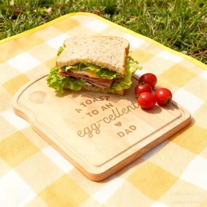 Toast Shaped Wood Breakfast Board with <b>Egg</b> Holders Engraved Fathers Day Gift Novelty Serving Tray Manufacturer Direct - Product Image 5