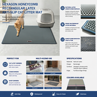 Tapis de récupération de litière pour chat en latex écologique, hexagonal solide, facile à nettoyer, tapis pour bac à litière pour chat OEM