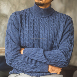 Logo Custom Men's Acrylic Winter Quarter Sweater Polo Pullover Vintage <b>White</b> Streetwear Knitwear <b>Long</b> <b>Sleeve</b> <b>Top</b> - Product Image 4