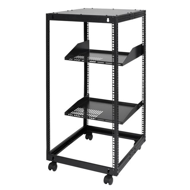 20U Open Frame Server Rack 40 Adjustable Depth Free Standing Wall Mount Network Server Cabinet with 4 Post AV Cas