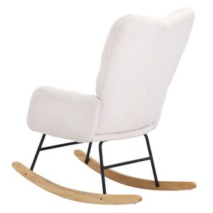 Sedia a dondolo imbottita in tessuto Teddy con schienale alto, sedia a dondolo per cameretta con seduta morbida e capacità di carico di 250 libbre. - Product Image 3
