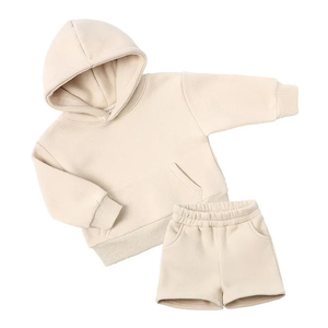 Conjunto de Sudadera con Capucha para Bebé Unisex, Color Sólido, Manga Larga, con Pantalones Cortos Deportivos, Atuendo Casual de Otoño, 2 Piezas - Product Image 6