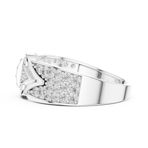 Anillo de Diamantes Pavé de Lujo para Mujer |   Anillo de Diseño Geométrico en Oro de 18K |   Joyas de Compromiso Audaces - Product Image 6