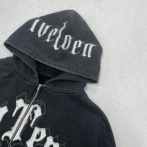 Custom Unisex 100% Cotton Oversized Heavyweight Hoodie & Sweatpants Set Solid Pullover Zip-Up Distressed Vintage Streetwear - Product Image 3