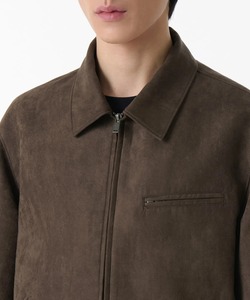 Blouson bomber en daim marron pour homme, col rabattu, fermeture éclair, coupe classique, vêtement d'automne - Product Image 3