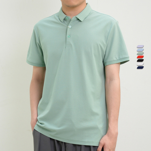 Polo à manches courtes pour homme '' SOSH4 '' - Couleur unie - Coupe classique - Respirant - Vêtement décontracté - Tissu en soie de mûrier et coton - 180 grammes - Product Image 1