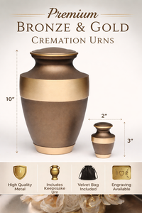Urna Funeraria de Aluminio Premium Hecha a Mano, Mini Urna Conmemorativa |   Urna Personalizada con Acabado Bronce Dorado, Diseño Art Deco y Esmalte Agrietado - Product Image 2