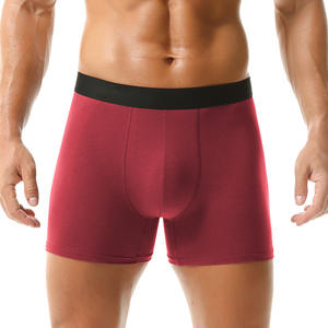 Calzoncillos Boxer de Algodón Puro para Hombre con Logotipo Bordado Personalizado OEM, Ropa Interior Deportiva de Talla Grande, Transpirable, para Toda Temporada, Color Rojo - Product Image 3