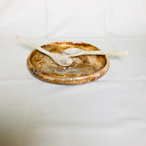 Bol à salade rond en résine de qualité supérieure avec cuillère, bol à nourriture hautement poli pour la décoration de la maison, grand plat - Product Image 6