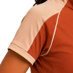 Conjunto Deportivo de Camiseta y Pantalones Cortos para Mujer, Color Naranja Óxido y Beige, con Media Cremallera, de Secado Rápido, Manga Corta, para Fitness, Gimnasio, Running, Personalizable - Product Image 3